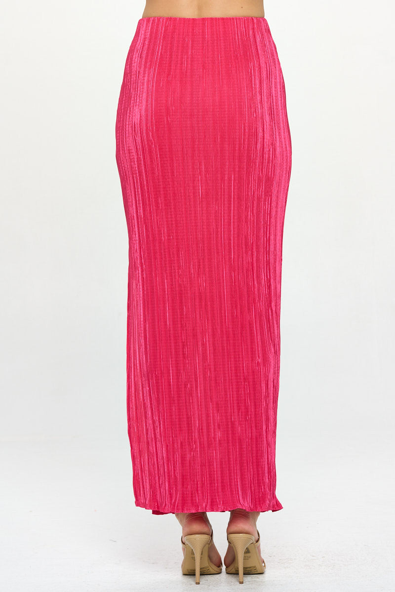 Plisse Maxi Skirt with Slit-3