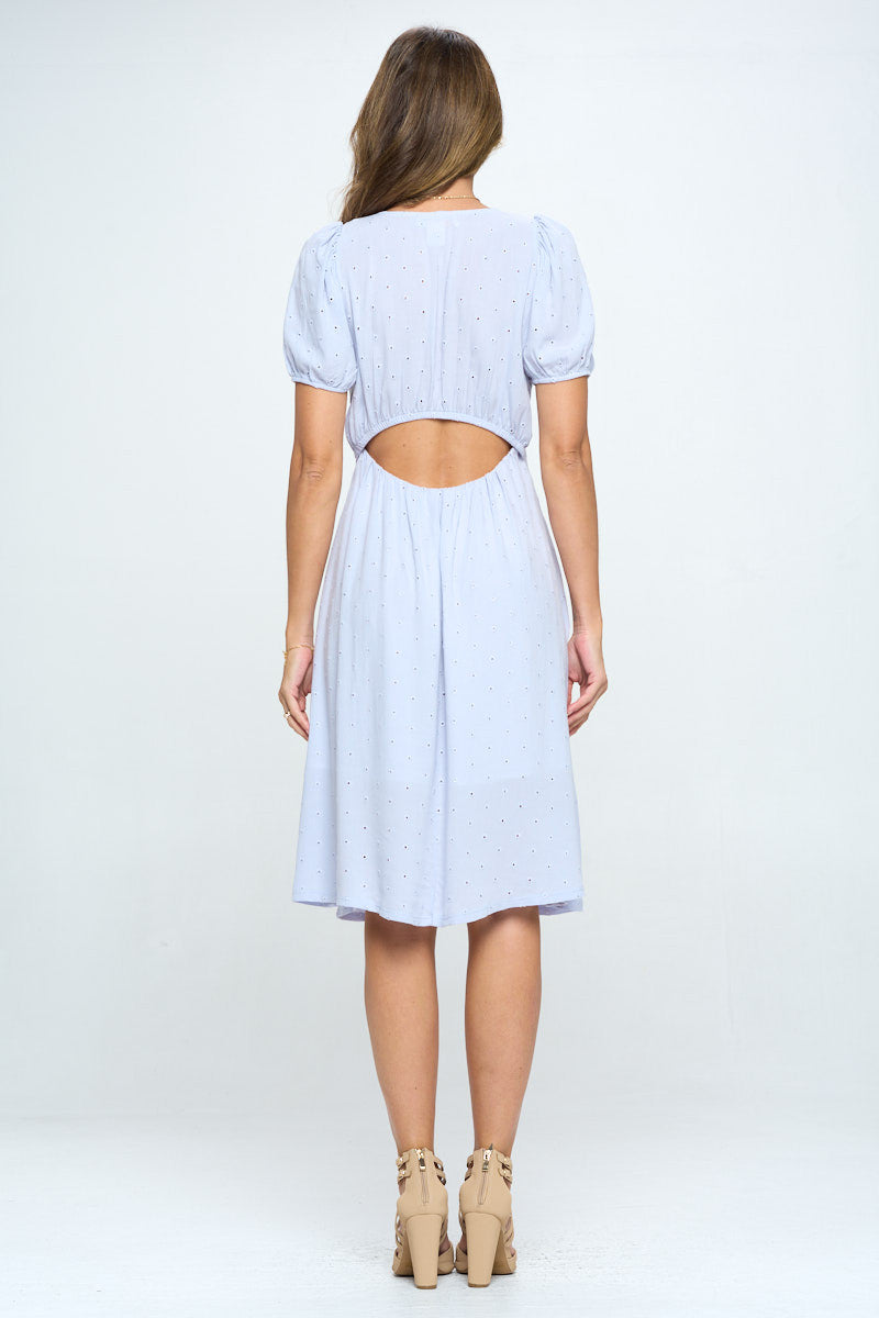 Cotton Embroidered Dress with Open Back-4