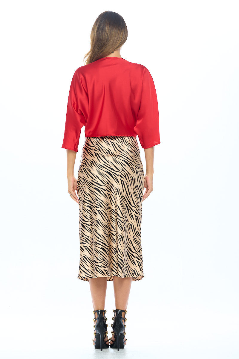 Satin Vibrant Short Sleeve Top with Front Twist-6