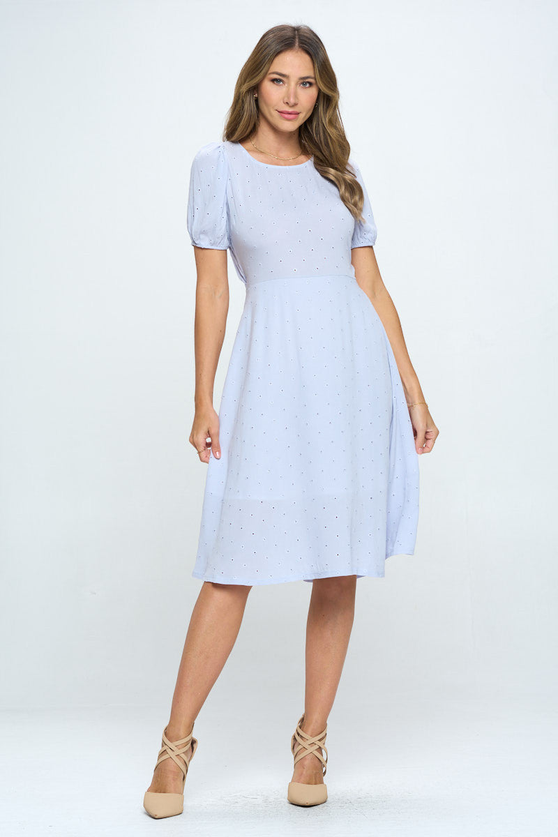 Cotton Embroidered Dress with Open Back-1
